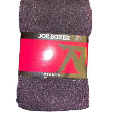 Joe Boxer 1X/2X Womens Black/red Sparkle Fashion Tights Footed NWT KMART